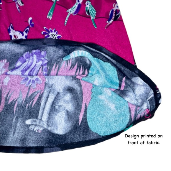 CAT Kitty themed A-line knit sweater skirt w BIRDS in pink green purple S or M - Picture 10 of 11
